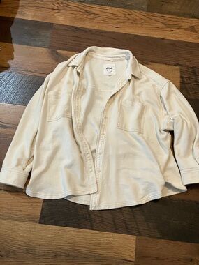 aerie Cream fleece lumberjane